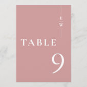 ほこりっぽいバラミニマルモダンリストモノグラムテーブル番号 招待状 (裏面)