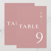 ほこりっぽいバラミニマルモダンリストモノグラムテーブル番号 招待状 (正面/裏面)