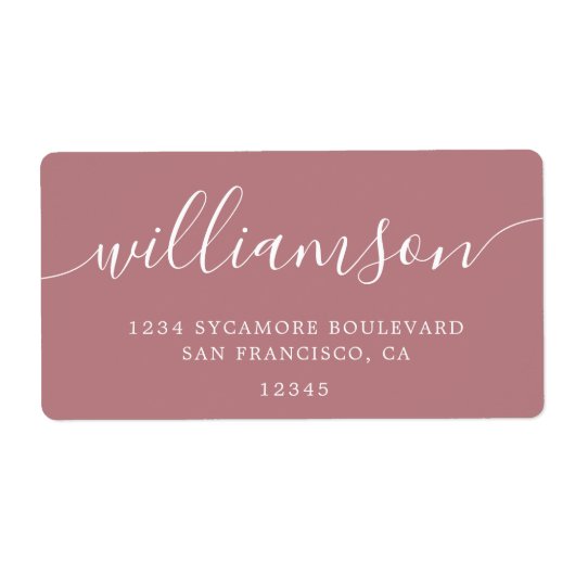 ほこりっぽいバラモダンスクリプト差出人住所 ラベル (正面)