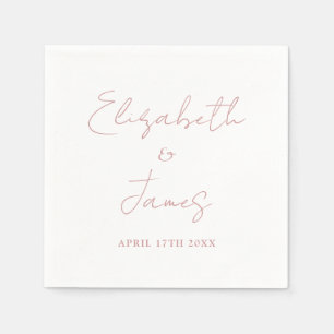 ほこりっぽいバラモダンピンクミニマリスト結婚スクリプト スタンダードカクテルナプキン