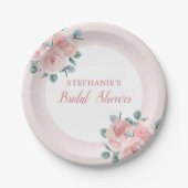 ほこりっぽいバラユーカリフローラエレガントブライダルシャワー ペーパープレート (正面)