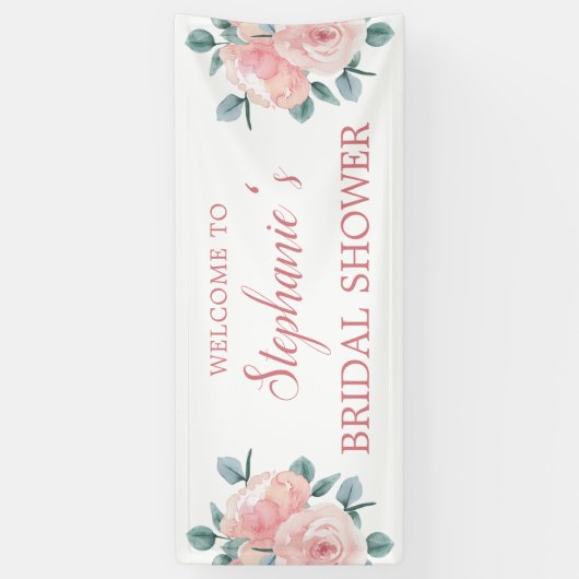 ほこりっぽいバラユーカリフローラブライダルシャワー 横断幕 (縦)