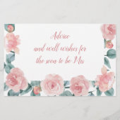 ほこりっぽいバラユーカリブライダルシャワーアドバイスカード (裏面)