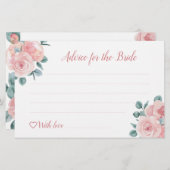 ほこりっぽいバラユーカリブライダルシャワーアドバイスカード (正面/裏面)