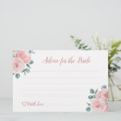 ほこりっぽいバラユーカリブライダルシャワーアドバイスカード (スタンド正面)