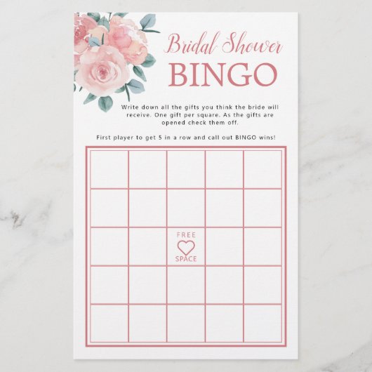 ほこりっぽいバラユーカリブライダルシャワービンゴゲーム (正面)