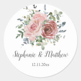 ほこりっぽいバラユーカリプタスボタニカル結婚フローラ ラウンドシール