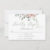 ほこりっぽいバラユーカリプトゥスライトグリーナリーウェディングRSVP 出欠カード (正面)