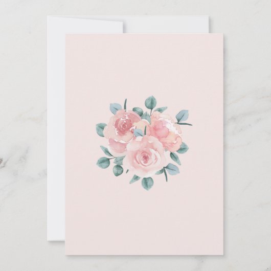 ほこりっぽいバラユーカリベビーイン開花ベビーシャワー 招待状 (裏面)