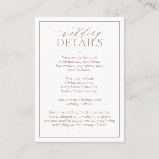 ほこりっぽいバラリーピークレストモノグラム結婚ズ詳細 エンクロージャーカード (裏面)