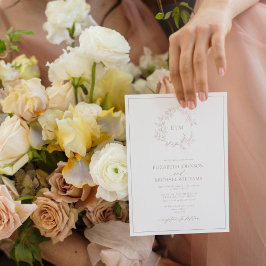 ほこりっぽいバラリーフェイスクレストモノグラム結婚写真 招待状