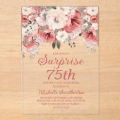 ほこりっぽいバラレッドクリームウォーター色フローラサプライズ75 アクリル招待状 (正面)