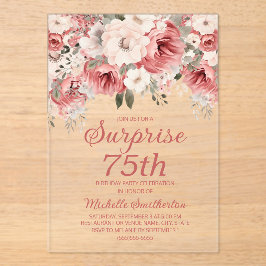 ほこりっぽいバラレッドクリームウォーター色フローラサプライズ75 アクリル招待状