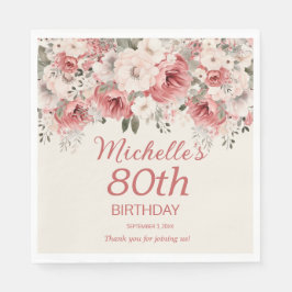 ほこりっぽいバラレッドクリームウォーター色フローラ80th スタンダードランチョンナプキン