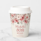 ほこりっぽいバラレッドクリームウォーター色フローラ80th 紙コップ (正面)