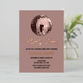 ほこりっぽいバラレトロ70sディスコボール誕生日パーティー 箔招待状 (立ち正面)