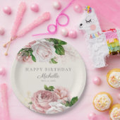 ほこりっぽいバラヴィンテージフローラ女性の誕生日 ペーパープレート (パーティー)