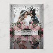 ほこりっぽいバラ写真フローラ反射の日付を保存 ポストカード (正面)