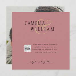 ほこりっぽいバラ写真結婚式QRコード救日付