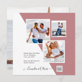 ほこりっぽいバラ写真結婚式QRコード救日付