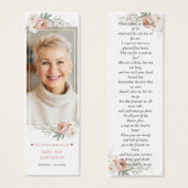 ほこりっぽいバラ写真追悼詩ブックマーク (正面&裏面)