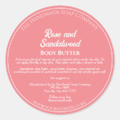 ほこりっぽいバラ化粧品瓶ラベルw成分 ラウンドシール (正面)