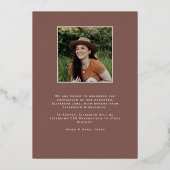 ほこりっぽいバラ卒業写真フォイル発表 箔招待状 (裏面)