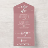 ほこりっぽいバラ台本の書道結婚は オールインワン招待状 (内側)