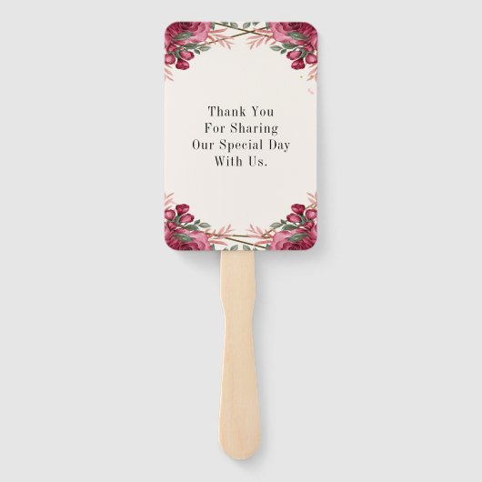 ほこりっぽいバラ幾何学的フローラ結婚ズサンキュー ハンドファン (裏面)