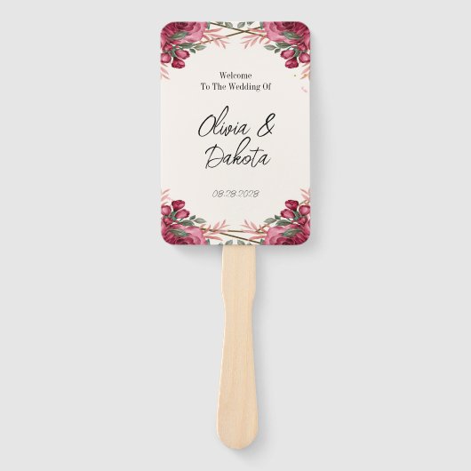 ほこりっぽいバラ幾何学的フローラ結婚ズサンキュー ハンドファン (正面)