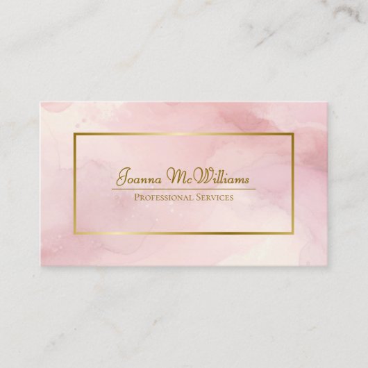 ほこりっぽいバラ抽象芸術水の色と金ゴールドQRコード 名刺 (正面)