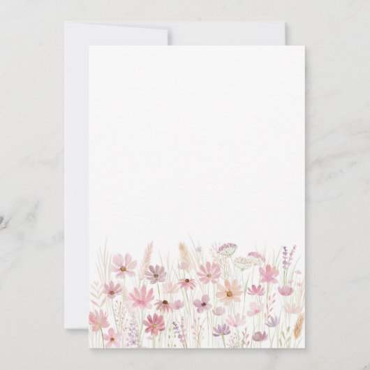 ほこりっぽいバラ春ワイルドフラワーファースト誕生日 招待状 (裏面)