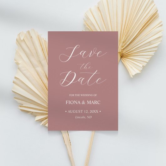 ほこりっぽいバラ書道結婚式の日付カードを保存 セーブザデート