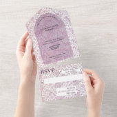 ほこりっぽいバラ植物オールインワンウェディング招待 オールインワン招待状 (貼ってはがせる)