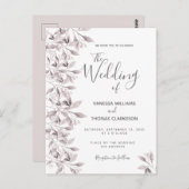 ほこりっぽいバラ植物性の葉の結婚式招待状 ポストカード (正面/裏面)