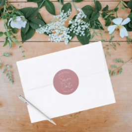 ほこりっぽいバラ様式化された結婚式の日付を保存 ラウンドシール