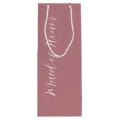 ほこりっぽいバラ様式化スクリプトメイド・オブ・オーナー（花嫁付き添い人） ワインギフトバッグ (裏面)