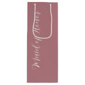 ほこりっぽいバラ様式化スクリプトメイド・オブ・オーナー（花嫁付き添い人） ワインギフトバッグ (正面)