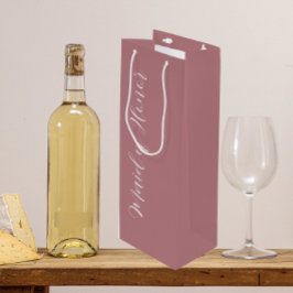 ほこりっぽいバラ様式化スクリプトメイド・オブ・オーナー（花嫁付き添い人） ワインギフトバッグ