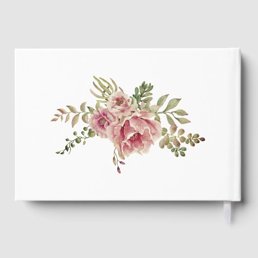 ほこりっぽいバラ水の色の花、タイポグラフィ結婚の ゲストブック (裏面)