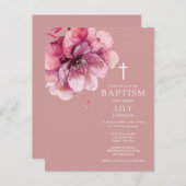 ほこりっぽいバラ水の色フローラバプテスマ招待状 ポストカード (正面/裏面)