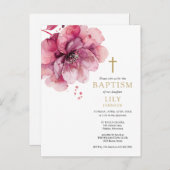 ほこりっぽいバラ水の色フローラバプテスマ招待状 ポストカード (正面/裏面)