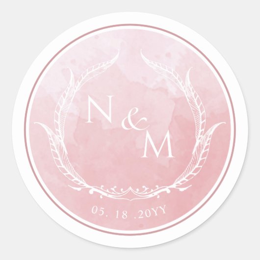 ほこりっぽいバラ水の色モノグラム封筒用シール/好意 ラウンドシール (正面)