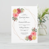 ほこりっぽいバラ水カラーフローラジオメトリック結婚ス 招待状 (スタンド正面)