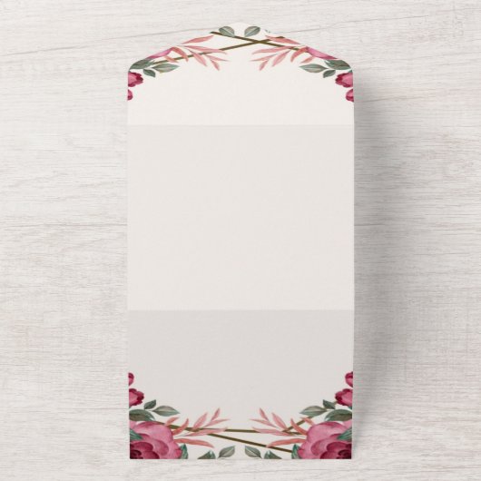 ほこりっぽいバラ水カラーフローラジオメト結婚リすべて オールインワン招待状 (外側)