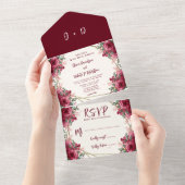 ほこりっぽいバラ水カラーフローラジオメト結婚リすべて オールインワン招待状 (貼ってはがせる)