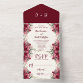 ほこりっぽいバラ水カラーフローラジオメト結婚リすべて オールインワン招待状 (内側)