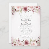 ほこりっぽいバラ水カラーフローラ結婚式招待状 招待状 (正面/裏面)