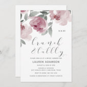 ほこりっぽいバラ水カラーブライダルブランチバブリーシャワー 招待状 (正面/裏面)