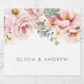 ほこりっぽいバラ水カラー結婚フローラ スパークリングワインラベル (シングルラベル)